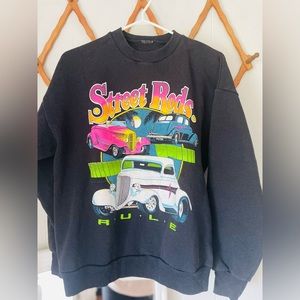 Vintage Retro Hot Rod Neon Colorful Sweatshirt Size Medium